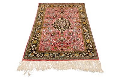 Lot 68 - A FINE SILK QUM RUG, CENTRAL PERSIA