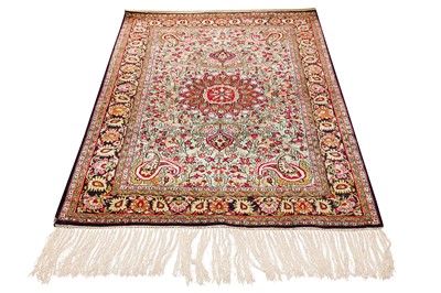 Lot 85 - A FINE SILK QUM RUG, CENTRAL PERSIA