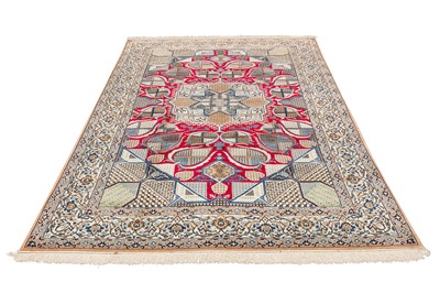 Lot 93 - A FINE PART SILK NAIN CARPET, CENTRAL PERSIA