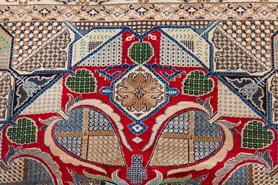 Lot 93 - A FINE PART SILK NAIN CARPET, CENTRAL PERSIA