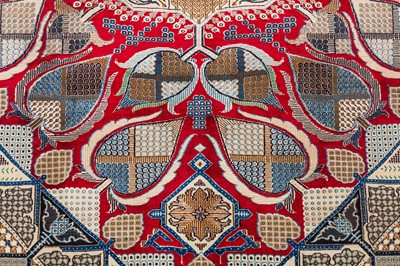 Lot 93 - A FINE PART SILK NAIN CARPET, CENTRAL PERSIA