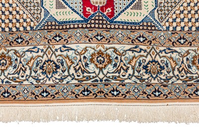Lot 93 - A FINE PART SILK NAIN CARPET, CENTRAL PERSIA