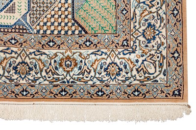 Lot 93 - A FINE PART SILK NAIN CARPET, CENTRAL PERSIA