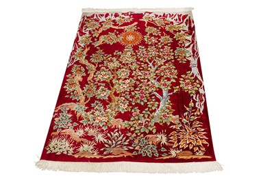 Lot 78 - AN EXTREMELY FINE SIGNED SILK QUM RUG, CENTRAL PERSIA
