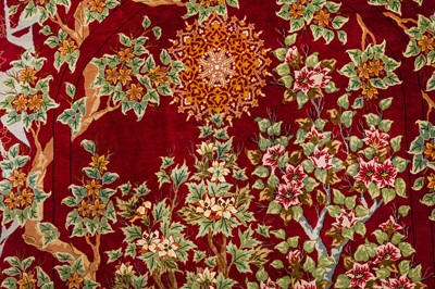 Lot 78 - AN EXTREMELY FINE SIGNED SILK QUM RUG, CENTRAL PERSIA