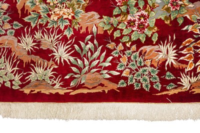Lot 78 - AN EXTREMELY FINE SIGNED SILK QUM RUG, CENTRAL PERSIA