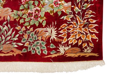 Lot 78 - AN EXTREMELY FINE SIGNED SILK QUM RUG, CENTRAL PERSIA