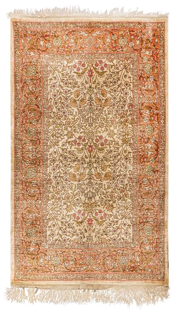 Lot 37 - AN EXTREMELY FINE SIGNED SILK HEREKE RUG, TURKEY