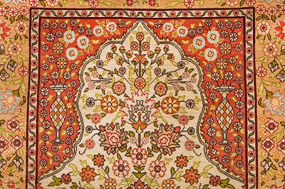 Lot 41 - A VERY FINE SIGNED SILK HEREKE RUG, TURKEY