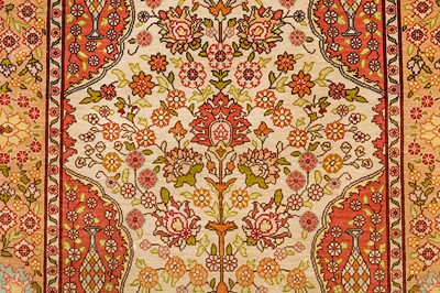 Lot 41 - A VERY FINE SIGNED SILK HEREKE RUG, TURKEY
