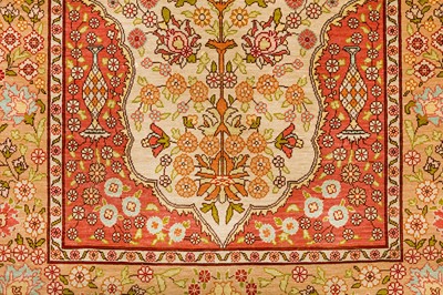 Lot 41 - A VERY FINE SIGNED SILK HEREKE RUG, TURKEY
