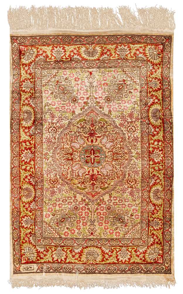 Lot 45 - AN EXTREMELY FINE SIGNED SILK HEREKE RUG, TURKEY