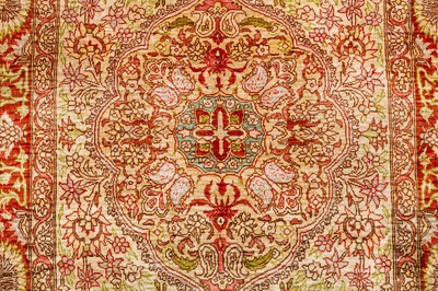 Lot 45 - AN EXTREMELY FINE SIGNED SILK HEREKE RUG, TURKEY