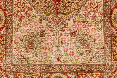 Lot 45 - AN EXTREMELY FINE SIGNED SILK HEREKE RUG, TURKEY