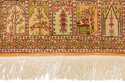 Lot 74 - AN EXTREMELY FINE SIGNED SILK HEREKE RUG, TURKEY