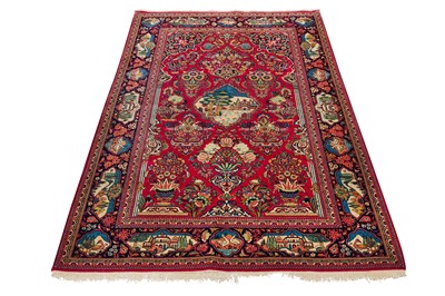 Lot 75 - A VERY FINE KASHAN PRAYER RUG, CENTRAL PERSIA