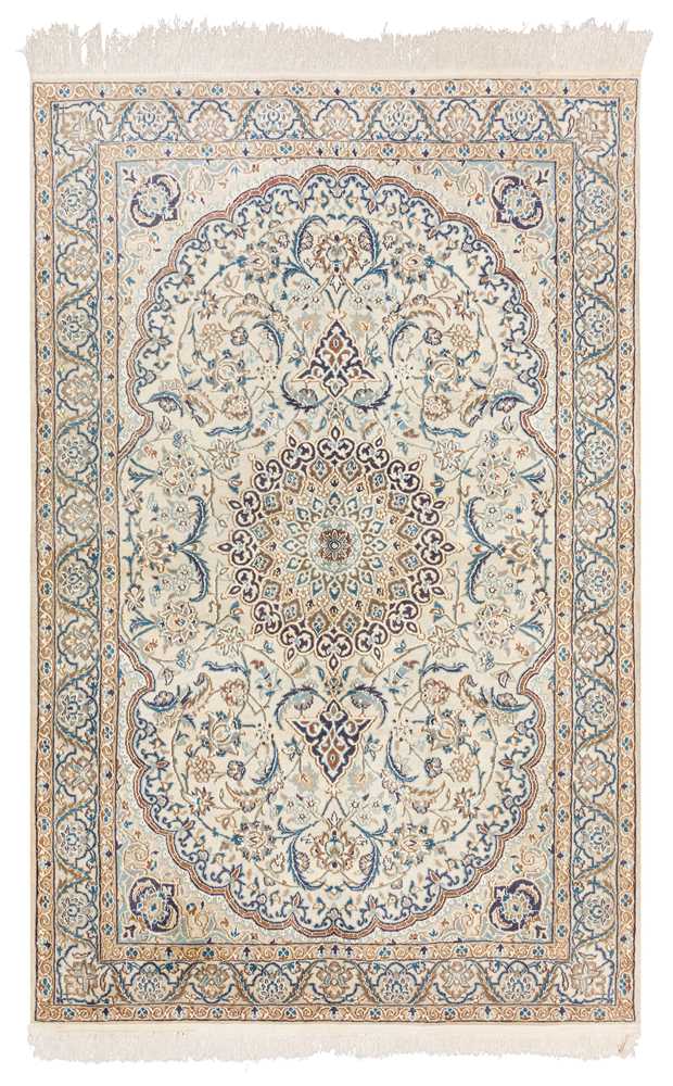 Lot 89 - A VERY FINE PART SILK NAIN RUG, CENTRAL PERSIA
