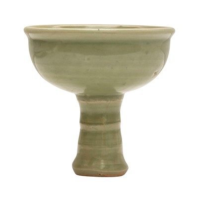 Lot 126 - A Chinese Longquan celadon-glazed stem bowl, Ming dynasty