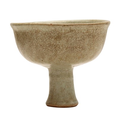Lot 128 - A Chinese crackle-glazed stem bowl, Ming dynasty