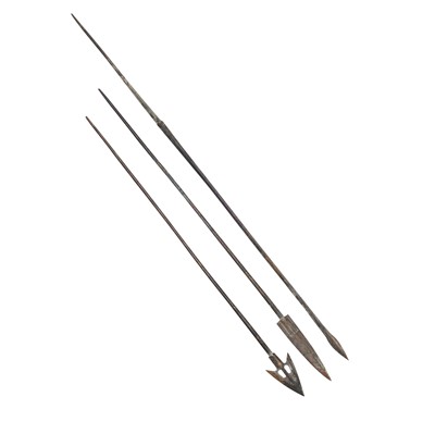 Lot 222 - Three Chinese bronze arrows, Han dynasty