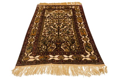 Lot 96 - A VERY FINE ANTIQUE SOUF SILK KASHAN PRAYER RUG, CENTRAL PERSIA 