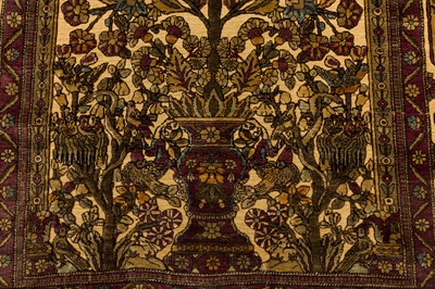 Lot 96 - A VERY FINE ANTIQUE SOUF SILK KASHAN PRAYER RUG, CENTRAL PERSIA 