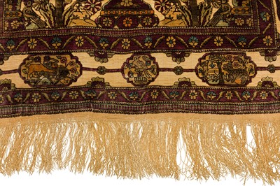Lot 96 - A VERY FINE ANTIQUE SOUF SILK KASHAN PRAYER RUG, CENTRAL PERSIA 