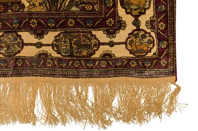 Lot 96 - A VERY FINE ANTIQUE SOUF SILK KASHAN PRAYER RUG, CENTRAL PERSIA 