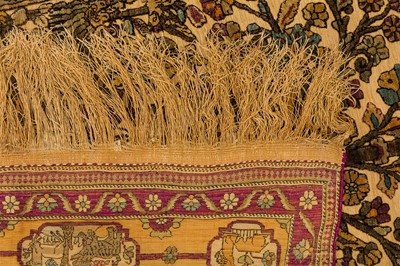 Lot 96 - A VERY FINE ANTIQUE SOUF SILK KASHAN PRAYER RUG, CENTRAL PERSIA 