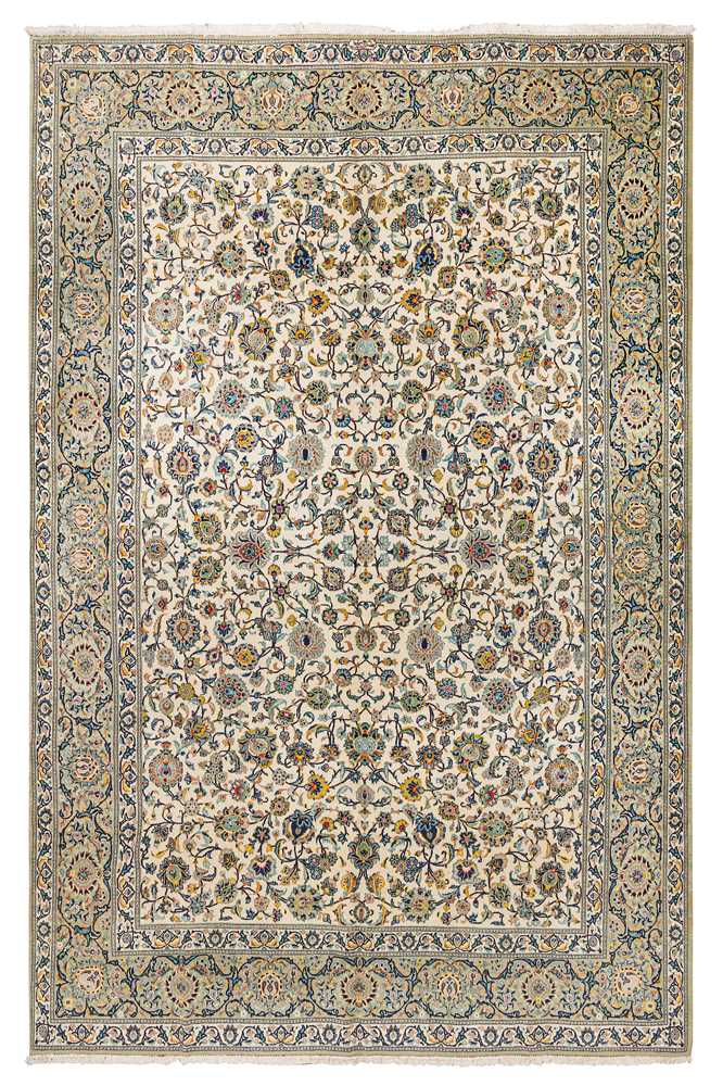 Lot 46 - A FINE SIGNED KASHAN CARPET, CENTRAL PERSIA