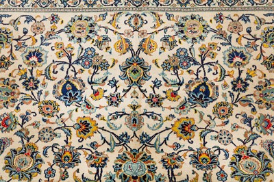 Lot 46 - A FINE SIGNED KASHAN CARPET, CENTRAL PERSIA