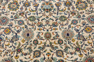 Lot 46 - A FINE SIGNED KASHAN CARPET, CENTRAL PERSIA