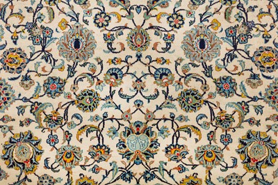 Lot 46 - A FINE SIGNED KASHAN CARPET, CENTRAL PERSIA