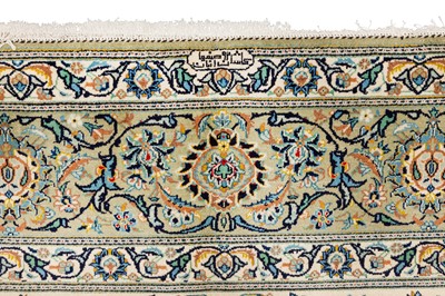 Lot 46 - A FINE SIGNED KASHAN CARPET, CENTRAL PERSIA