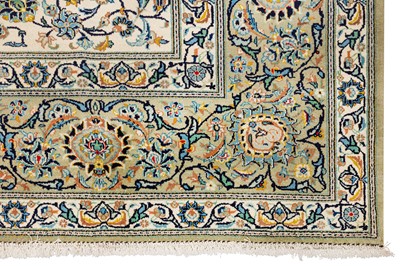 Lot 46 - A FINE SIGNED KASHAN CARPET, CENTRAL PERSIA