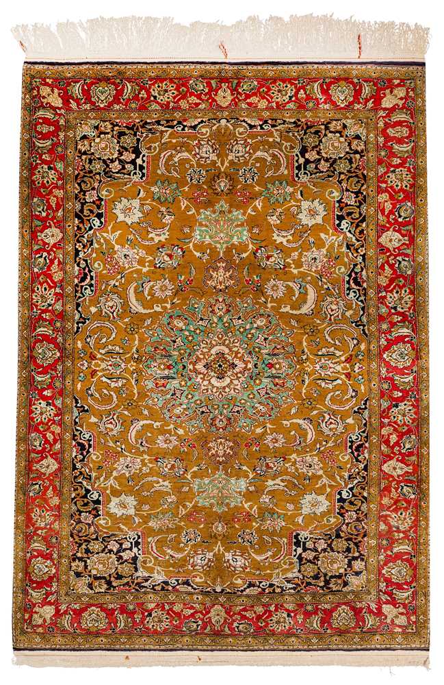Lot 94 - A VERY FINE SILK QUM RUG, CENTRAL PERSIA
