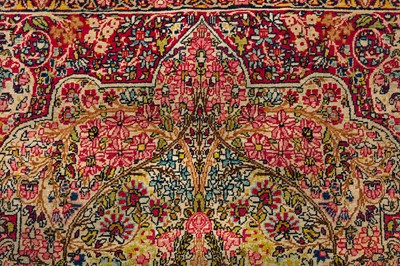 Lot 90 - A VERY FINE ANTIQUE MILLEFLEUR KIRMAN PRAYER RUG, SOUTH PERSIA