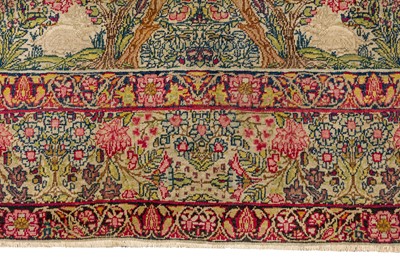 Lot 90 - A VERY FINE ANTIQUE MILLEFLEUR KIRMAN PRAYER RUG, SOUTH PERSIA