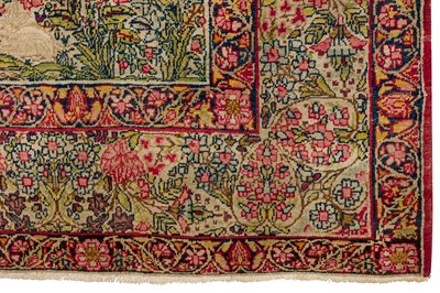 Lot 90 - A VERY FINE ANTIQUE MILLEFLEUR KIRMAN PRAYER RUG, SOUTH PERSIA