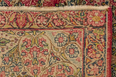Lot 90 - A VERY FINE ANTIQUE MILLEFLEUR KIRMAN PRAYER RUG, SOUTH PERSIA