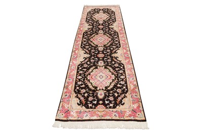 Lot 43 - A VERY FINE PART SILK TABRIZ RUNNER, NORTH-WEST PERSIA