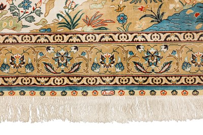 Lot 95 - A VERY FINE SIGNED SILK HEREKE RUG, TURKEY