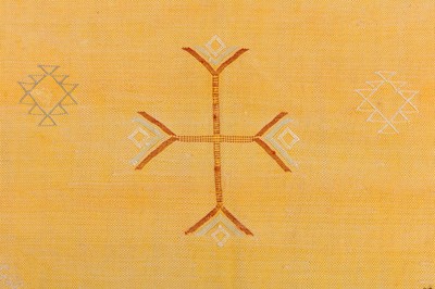 Lot 77 - AN UNUSUAL MOROCCAN SILK FLAT WEAVE LARGE RUG