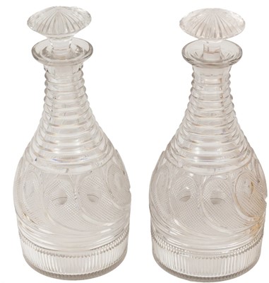 Lot 100 - A pair of Regency cut glass decanters