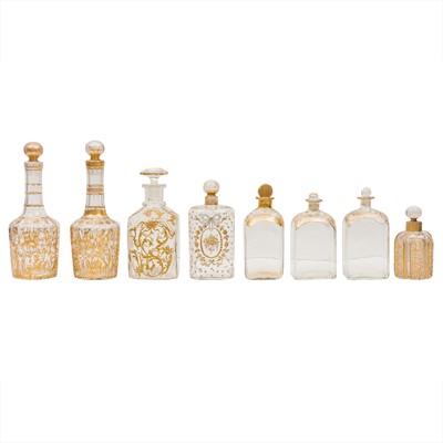 Lot 102 - A group of 19th century gilded glass decanters