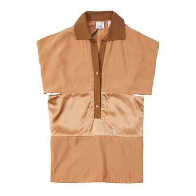 Lot 514 - Burberry Camel Cut Out Polo Top - Size 6