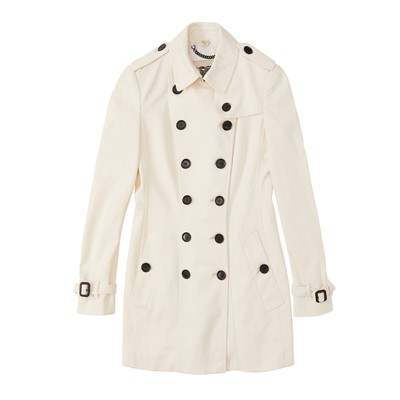 Lot 527 - Burberry Ivory Queensland Short Trench Coat - Size 6
