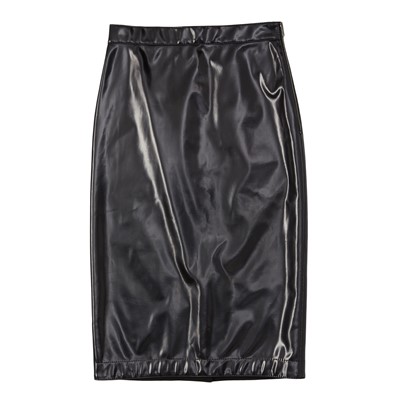 Lot 524 - Burberry Black PU Pencil Skirt - Size 10
