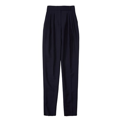 Lot 534 - Burberry Navy Pleat Mohair Trouser - Size 6