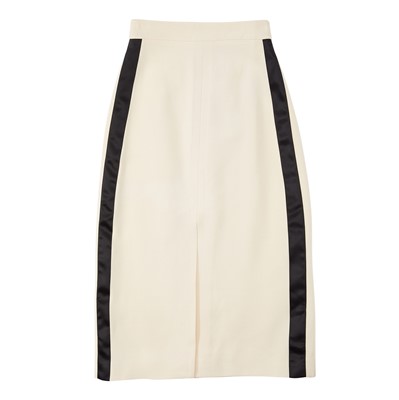 Lot 528 - Burberry Cream Wool Side Stripe Skirt - Size 4